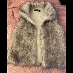 Gray/ white faux fur vest